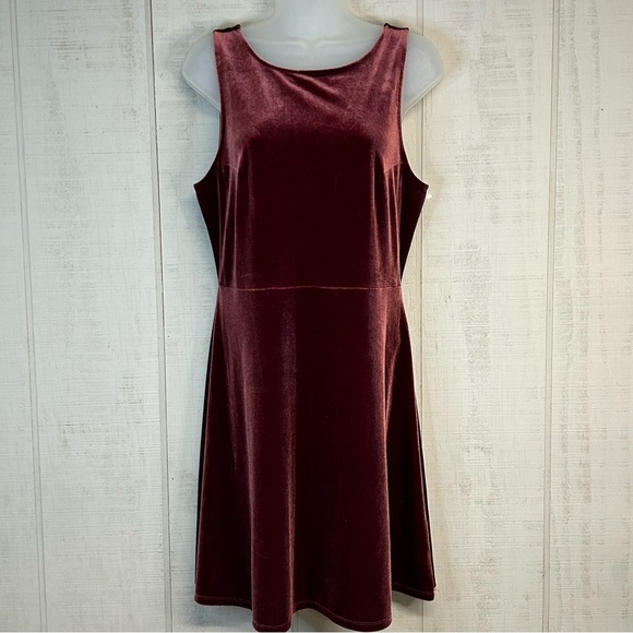 Express Dresses & Skirts - Express Womens Velvet Dress Size‎ M Stretch Knee Length Pull On Red Regencycore